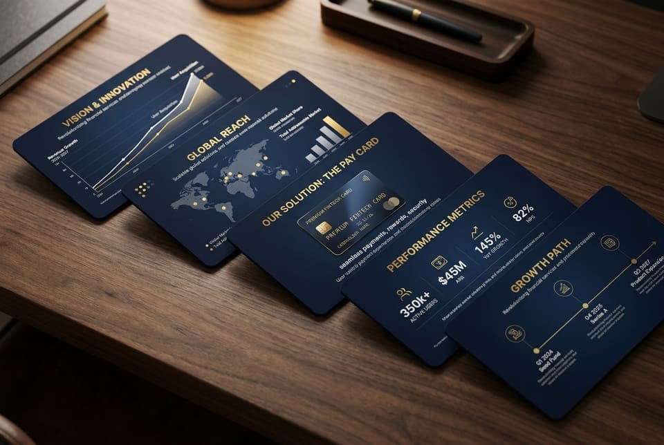 Pitch Deck Fintech — esempio di stile professionale